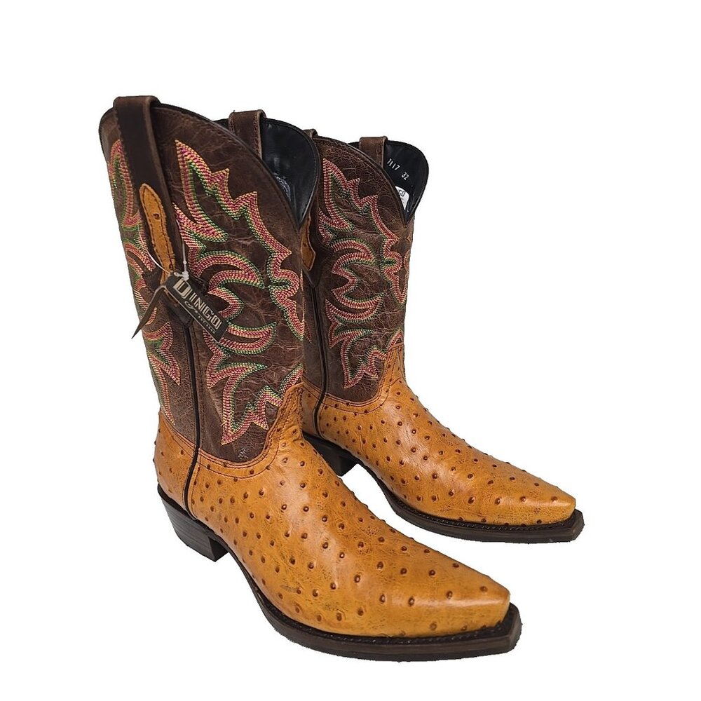 Dingo Men's DI 115 Outlaw Embroidered Ostrich Print Western Boot Tan 10.5D